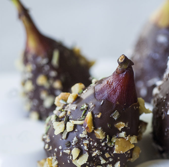 Chocolate Covered Figs with Walnuts and Rosemary